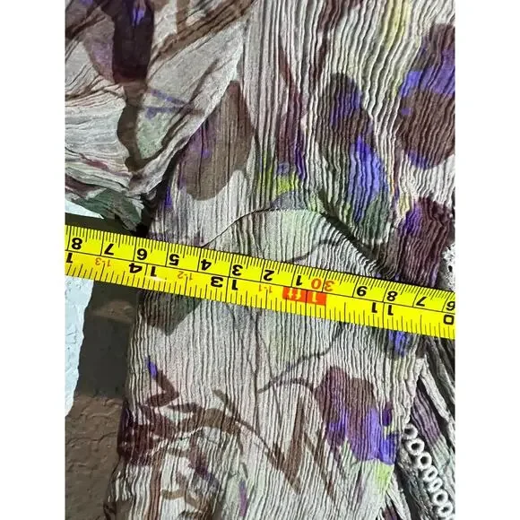 Soft Surroundings Dress Taupe Floral Peasant Chiffon Prairie Women's Size 8 - Picture 11 of 12